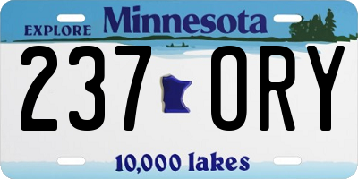 MN license plate 237ORY
