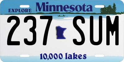MN license plate 237SUM