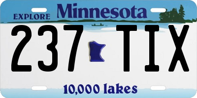 MN license plate 237TIX