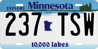 MN license plate 237TSW