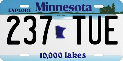 MN license plate 237TUE