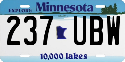 MN license plate 237UBW