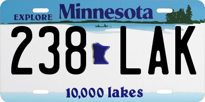 MN license plate 238LAK