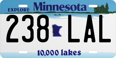 MN license plate 238LAL