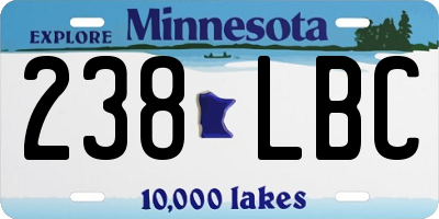MN license plate 238LBC