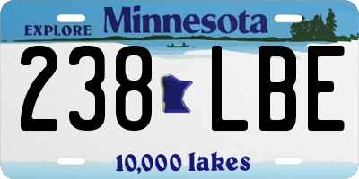 MN license plate 238LBE