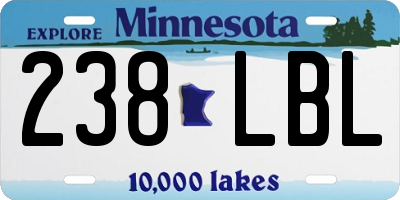 MN license plate 238LBL