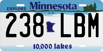 MN license plate 238LBM