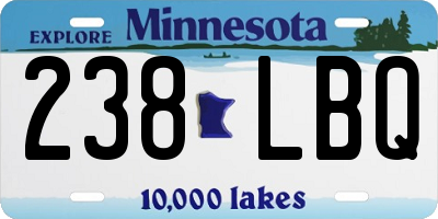 MN license plate 238LBQ