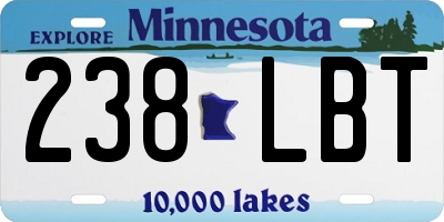 MN license plate 238LBT