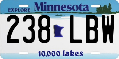 MN license plate 238LBW