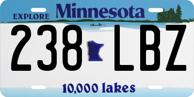 MN license plate 238LBZ