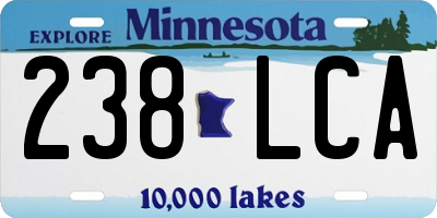 MN license plate 238LCA