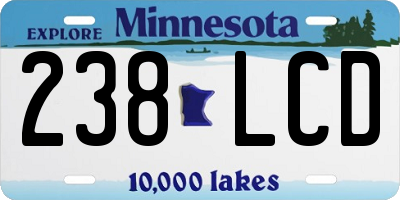 MN license plate 238LCD