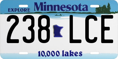 MN license plate 238LCE