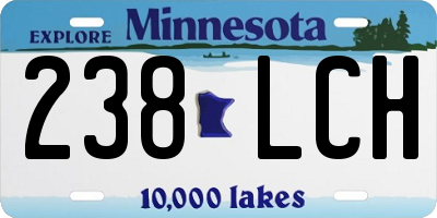 MN license plate 238LCH