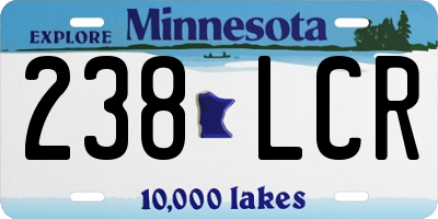 MN license plate 238LCR