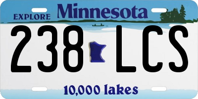 MN license plate 238LCS