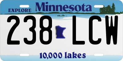 MN license plate 238LCW