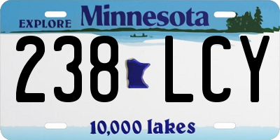 MN license plate 238LCY