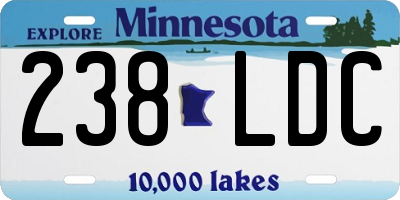 MN license plate 238LDC