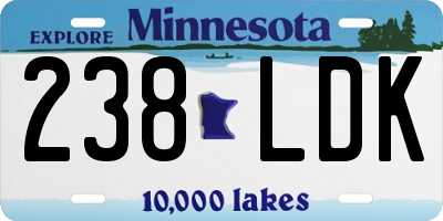 MN license plate 238LDK