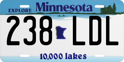 MN license plate 238LDL