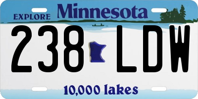 MN license plate 238LDW