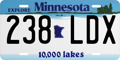 MN license plate 238LDX