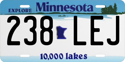 MN license plate 238LEJ