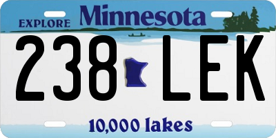 MN license plate 238LEK