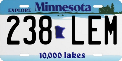 MN license plate 238LEM