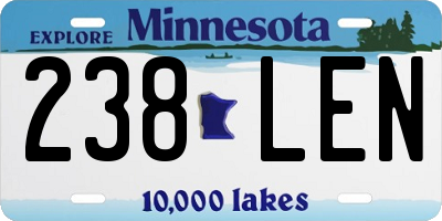 MN license plate 238LEN