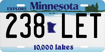 MN license plate 238LET