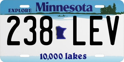 MN license plate 238LEV