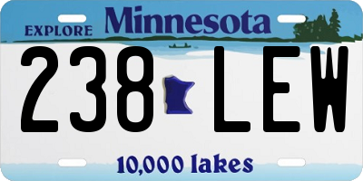 MN license plate 238LEW