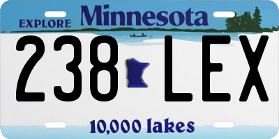 MN license plate 238LEX
