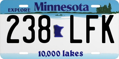 MN license plate 238LFK