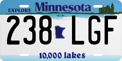MN license plate 238LGF