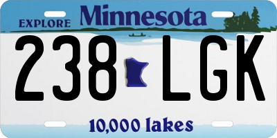 MN license plate 238LGK