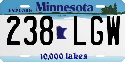 MN license plate 238LGW