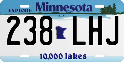 MN license plate 238LHJ