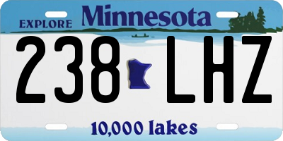 MN license plate 238LHZ