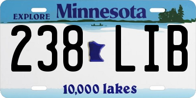 MN license plate 238LIB