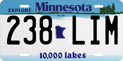 MN license plate 238LIM