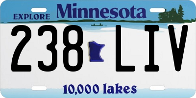 MN license plate 238LIV