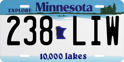 MN license plate 238LIW