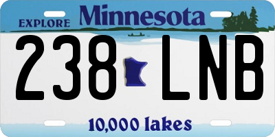 MN license plate 238LNB
