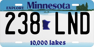 MN license plate 238LND