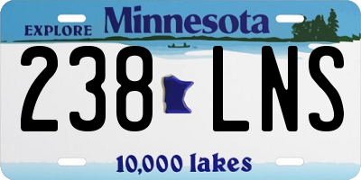 MN license plate 238LNS
